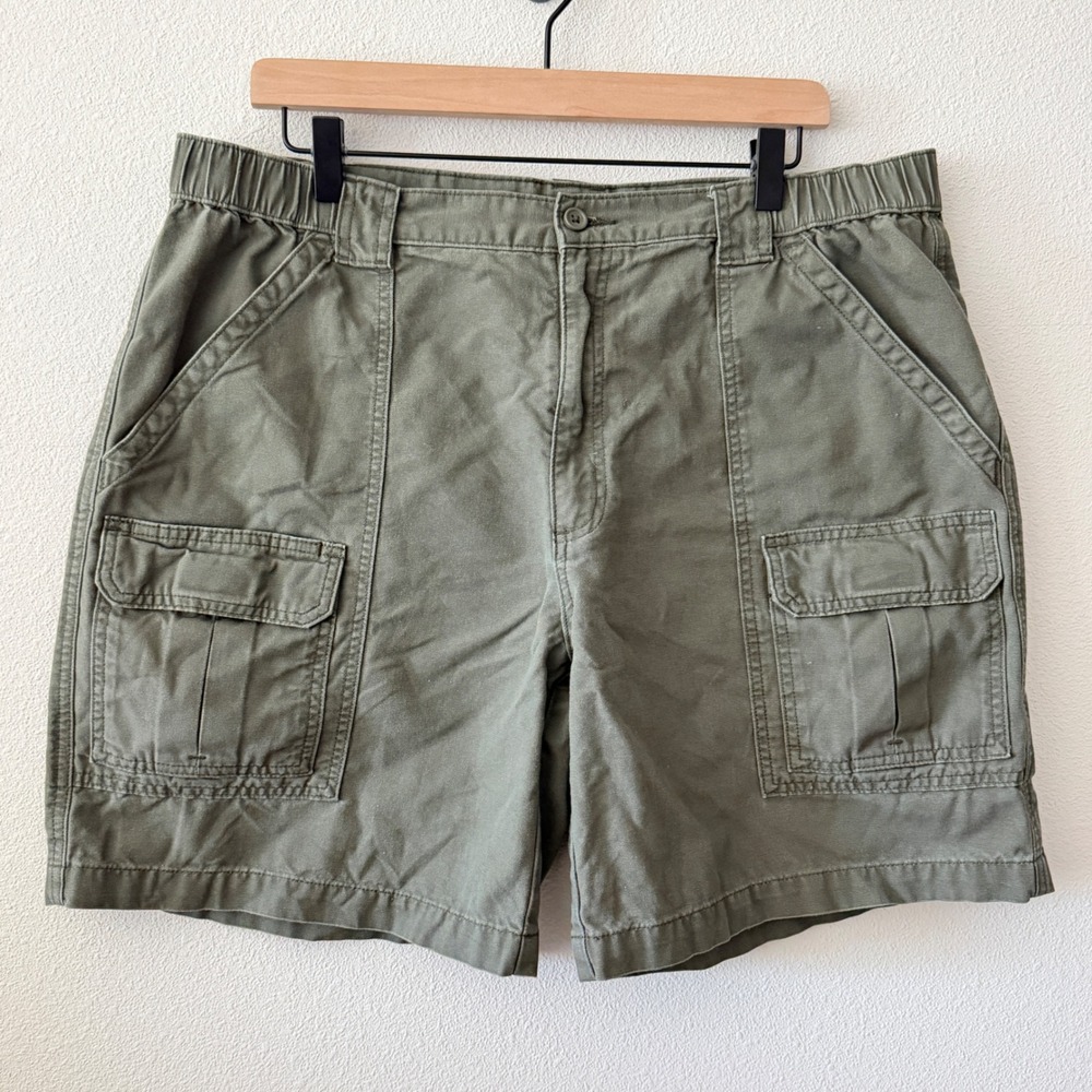 SAVANE Women Cargo‎ Shorts Size 38 Olive Green Cotton Canvas Utility Outdoor